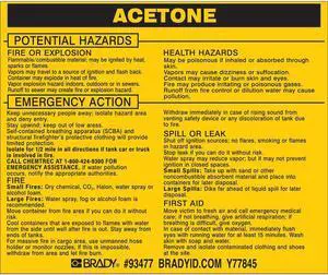 BRADY 93477 Chemical Label,3-3/4inHx4-1/2inW,PK25