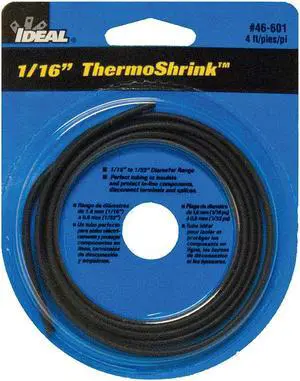 IDEAL 46-601 Heat Shrink Tube, Thin Wall, 2:1 I.D. Shrink Ratio, 0.08 in I.D.
