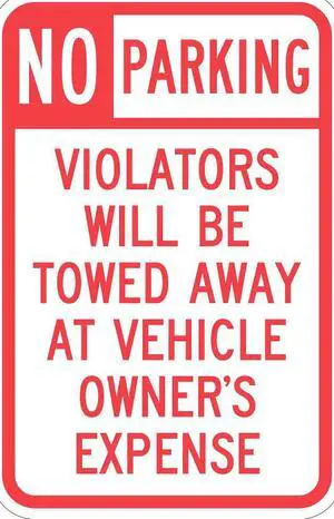 LYLE T1-1061-HI_12x18 Tow Zone No Parking Sign,18" x 12, T1-1061-HI_12x18