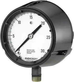 ASHCROFT 451279AS04L30# Process Pressure Gauge, 0 to 30 psi, 4 1/2 in Dial, 1/2