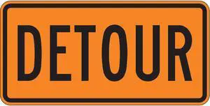 LYLE M4-8-30HA Detour Traffic Sign, 15 in Height, 30 in Width, Aluminum,