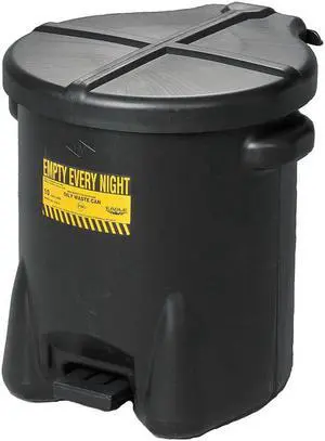 EAGLE MFG 935FLBLK Oily Waste Can,10 gal,Polyethylene,Black