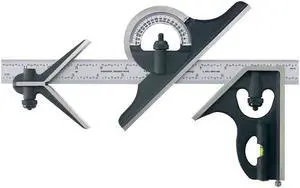 TESA BROWN & SHARPE 599-438-1204-1 Combination Square Set,12 In,4 Pc