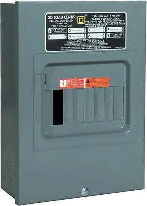 Load Center, Main Lug, 100 Amps, 120/240VAC Voltage, Number of Spaces: 6