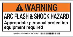 BRADY 101517 Arc Flash Protection Label,2 In. H,PK100