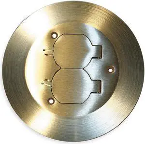 HUBBELL WIRING DEVICE-KELLEMS SF3925 Electrical Box Cover, 2 Gangs, Round, Brass