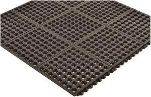 NOTRAX 550S0033BL Interlocking Drainage Mat Tile, Natural Rubber, 3 ft W x 3 ft