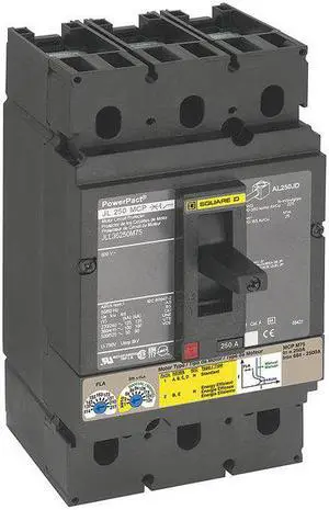 SQUARE D JJL36250M75 Molded Case Circuit Breaker, POWERPACT J Series, 250A, 3