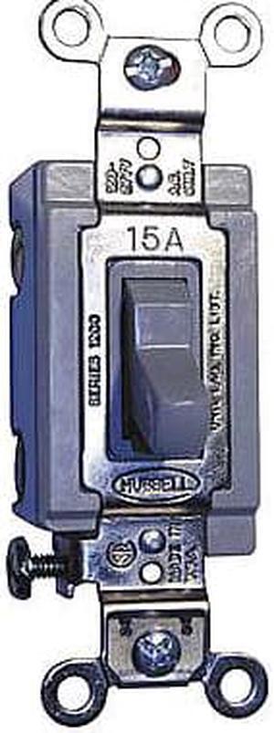 HUBBELL WIRING DEVICE-KELLEMS HBL1203GY Wall Swtch,3-Way,120/277V,15A,Gray,Toggl