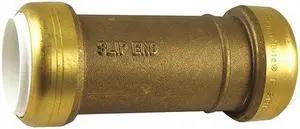 SHARKBITE UIP3020 Push-Fit Coupling Fitting, 1 in Tube Size, Brass, Brass