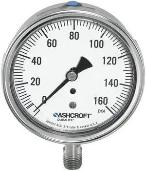 ASHCROFT 251009SWL02L5000# Industrial Pressure Gauge, 0 to 5,000 psi, 2 1/2 in