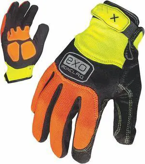 IRONCLAD PERFORMANCE WEAR EXO2-HZA-04-L EXO Hi-Vis Mechanics Gloves, Embossed