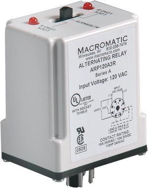 MACROMATIC ARP120A3R Alternating Relay,DPDT,120VAC,10A,8 Pin