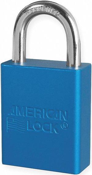 Anodized Aluminum Padlock, Blue, Key Alk
