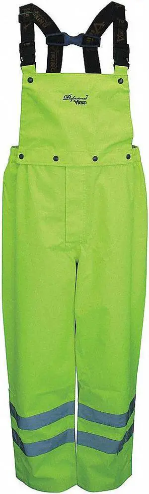 VIKING D6329PG-XL Hi-Visibility Rain Bib Pants, Polyester, 32 1/2 in Inseam, 39