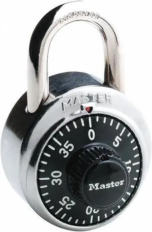 MASTER LOCK 1502 Combination Padlock, Center, Black/Silver