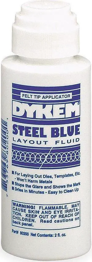 DYKEM 80200 Layout Fluid, Steel Blue, 2 fl oz, Felt Applicator Bottle, Blue
