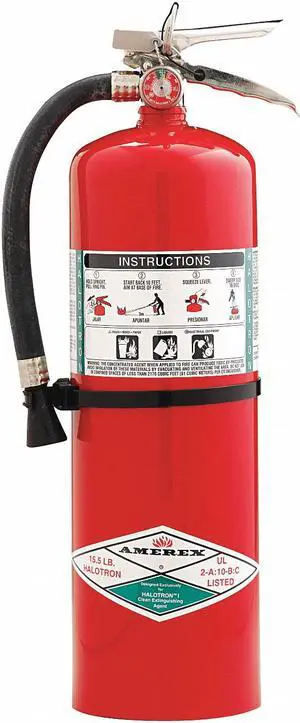 AMEREX 398 Fire Extinguisher, 2A:10B:C, Halotron, 15.5 lb