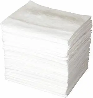 BRADY ENV200 Sorbent Pad, 51 gal, 15 in x 19 in, Oil, White, Polypropylene