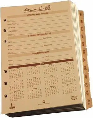 RITE IN THE RAIN 9260D 4-5/8" x 7" Planner Calendar Pages, Tan