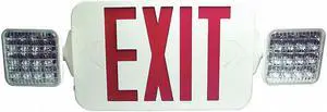 FULHAM FHEC33WR Exit Sign with Emergency Lights, White, 1 or 2 Face(s), LED,