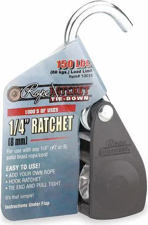 ROPE RATCHET 10016 Rope Ratchet,Hook,1/4 In.W,Steel