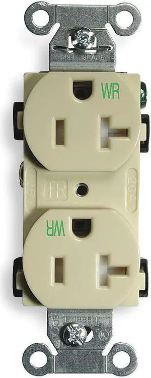 HUBBELL WIRING DEVICE-KELLEMS BR20IWRTR 20A Duplex Receptacle 125VAC 5-20R IV
