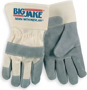 Mcr Safety Leather Cut-Resistant Gloves Gray Palm, Natural Back   1702L