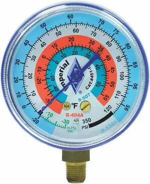 IMPERIAL 425-CB Gauge,2-1/2 In Dia,Low Side,Blue,350 psi