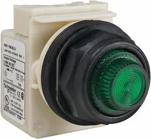 SCHNEIDER ELECTRIC 9001SKP38LGG31 Pilot Light, LED, Green, 120V, Fresnel Lens