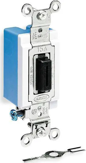 HUBBELL WIRING DEVICE-KELLEMS HBL1221L Wall Swtch,1-Pole,120/277V,20A,Blk,Toggl
