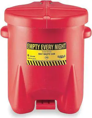 EAGLE MFG 937FL Oily Waste Can,14 Gal.,Poly,Red