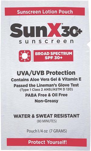 Sunx Sunscreen,  Lotion,  Box, Wrapped Packets,  0.250 oz.,  7g,  PK 300 18-399
