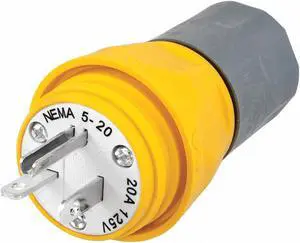 HUBBELL WIRING DEVICE-KELLEMS HBL14W33A Watertight Straight Blade Plug, 5-20P,