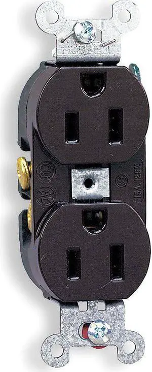 HUBBELL WIRING DEVICE-KELLEMS CR15 Straight Blade Receptacle, 5-15R, 15 A, 125V