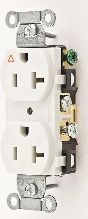 HUBBELL WIRING DEVICE-KELLEMS IG5352W Straight Blade Receptacle, 5-20R, 20 A,
