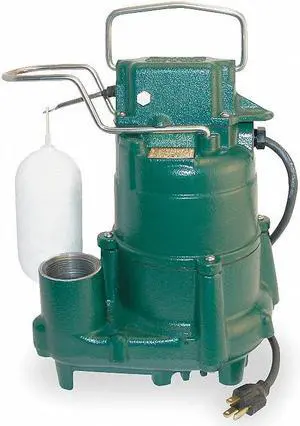 ZOELLER 98-0001 Submersible Sump Pump, 1/2 HP, 1 1/2 in F, Vert Float, 61 gpm