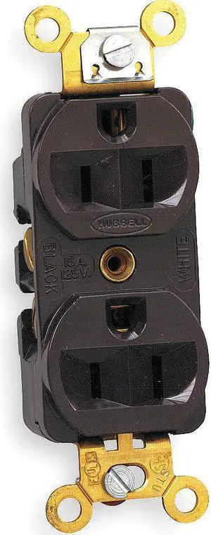HUBBELL WIRING DEVICE-KELLEMS HBL5252 Straight Blade Receptacle, 5-15R, 15 A,