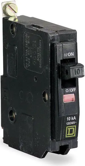 SQUARE D QOB115 Miniature Circuit Breaker, QOB Series, 15A, 1 Pole, 120/240V