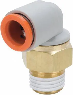 SMC KQ2L11-35AS Push-Fit Elbow Fitting, Push-to-Connect x MNPT, 3/8 in Tube OD,