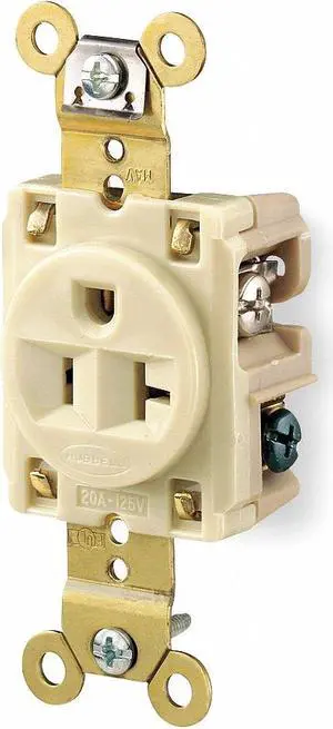 HUBBELL WIRING DEVICE-KELLEMS HBL5361I Straight Blade Receptacle, 5-20R, 20 A,