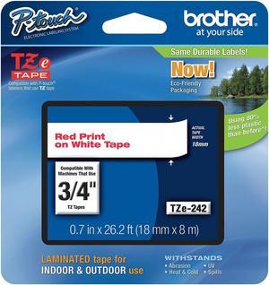 Indoor/Outdoor PET Label Tape Cartridge, Red on White, 1-13/32"W x 26 ft. 4"