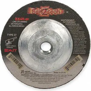 UNITED ABRASIVES-SAIT 22616 Depressed Center Wheels, Type 27, 9 in Dia, 0.25 in