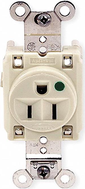 HUBBELL WIRING DEVICE-KELLEMS HBL8210I Straight Blade Receptacle, 5-15R, 15 A,