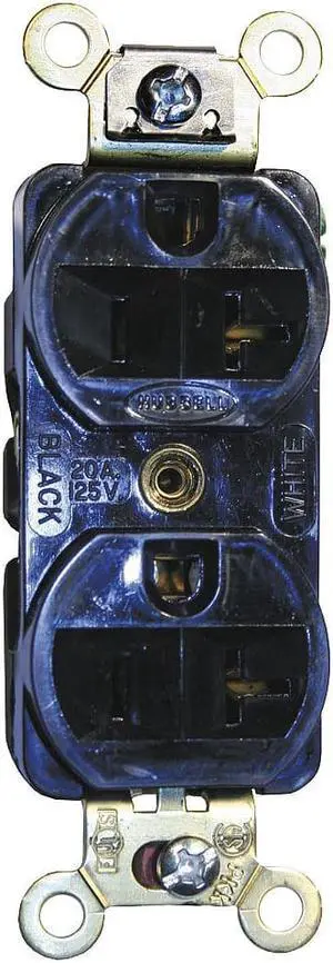 HUBBELL WIRING DEVICE-KELLEMS HBL5352BK 20A Duplex Receptacle 125VAC 5-20R BK