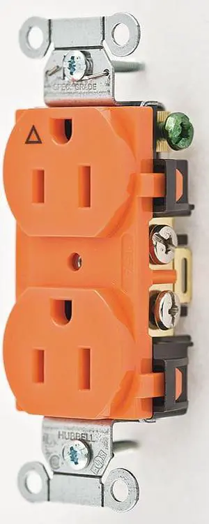 HUBBELL WIRING DEVICE-KELLEMS IG15CR Straight Blade Receptacle, 5-15R, 15 A,