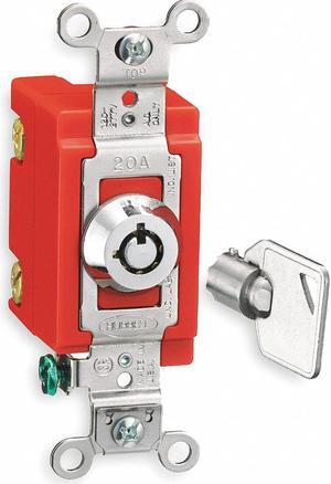 HUBBELL WIRING DEVICE-KELLEMS HBL1224RKL Wall Swtch,4-Way,20A,SS,Barrl Key