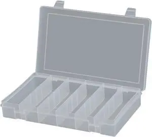 DURHAM MFG SP6-CLEAR 6 Compartment Box, 10-13/16"W x 1-3/4"H