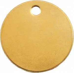 C.H. HANSON 41822 Blank Tag, Brass, 1 in H x 1 in W, 1 in Dia., Brass, Round,