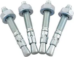 VESTIL AS-383-4PK Wedge Anchor, 3/8" Dia., 3" L, Steel Zinc Plated, 4 PK